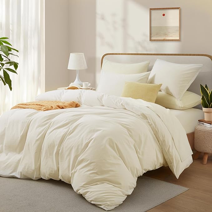 Cream White Cotton Duvet Cover - Image 2