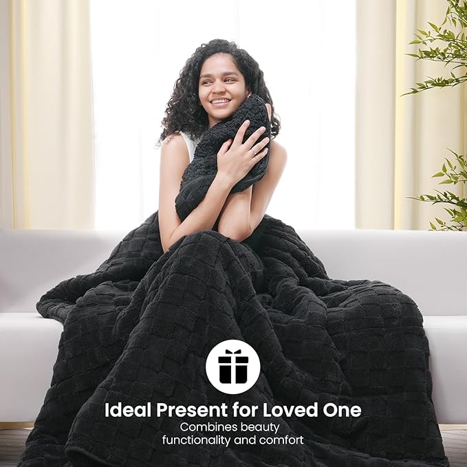 Drewin Weighted Blanket 20 Pounds, 3D Jacquard Checkered Sherpa Weighted - Image 7