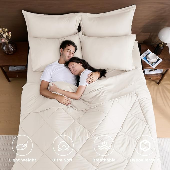 HEVUMYI Ivory Queen Comforter Set - Image 2