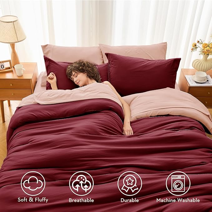 MUXHOMO 7 Pieces Full Comforter Set, Soft Bed in a Bag Full Size, All Season - Image 2