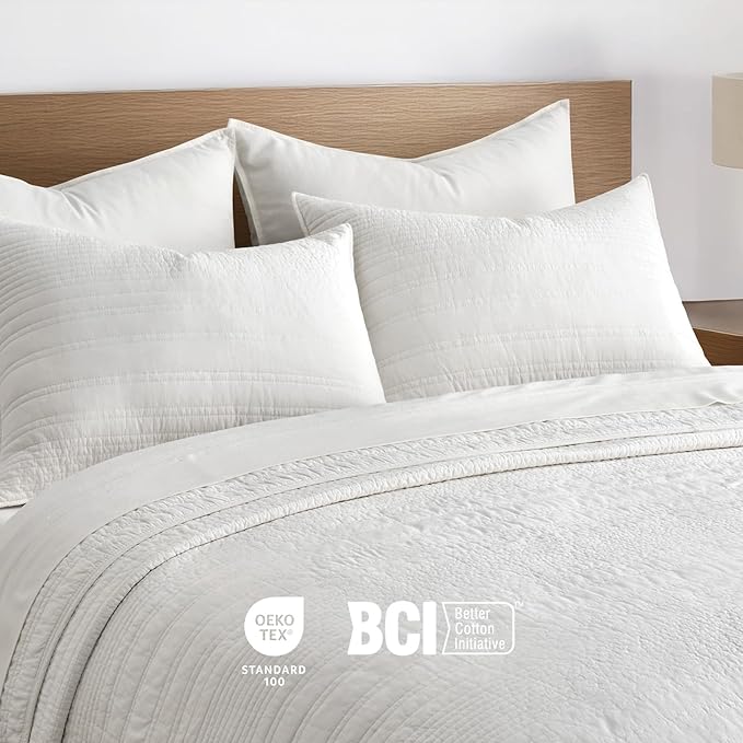 EVERGRACEHOME 100% Cotton Modern Lines Quilt Set King Size, Pre-Washed Soft - Image 6