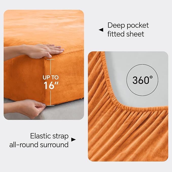 BEDELITE Flannel Sheets Queen Size Burnt Orange - Image 4