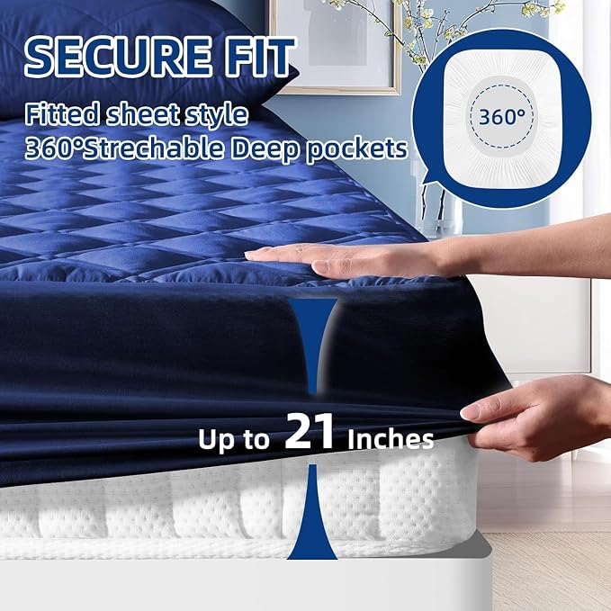 MEELUS Waterproof Queen Mattress Protector, Breathable Queen Size Mattress Pad - Image 5