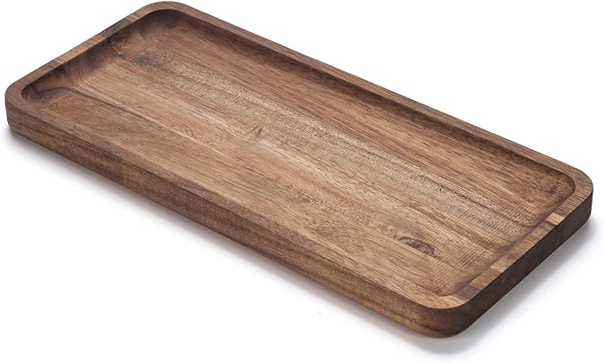 Bathroom Vanity Tray, Acacia Wood Counter Tray, Toilet Tank Tray, Appetizer by YANGQIHOME