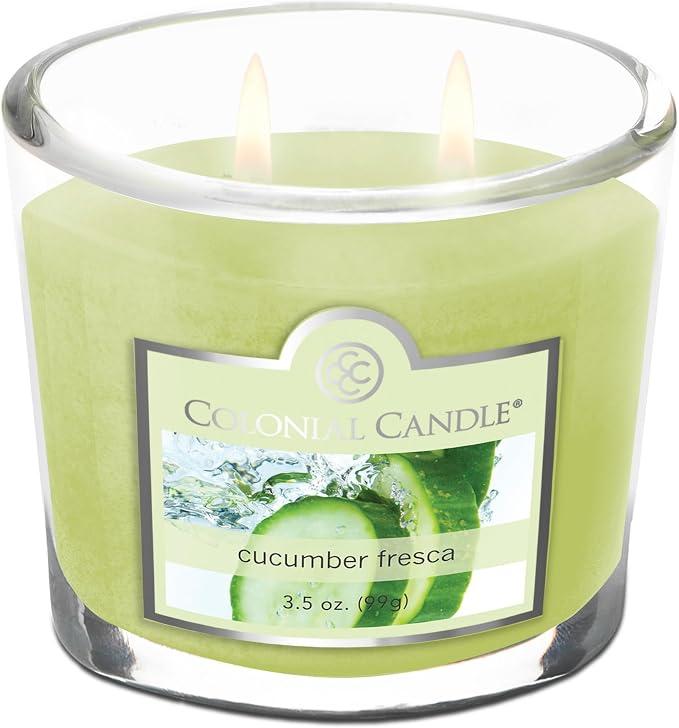 Colonial Candle Cucumber Fresca Scented Jar Candle, 2 Wick, 3.5 oz, Mottled Wax - Image 4