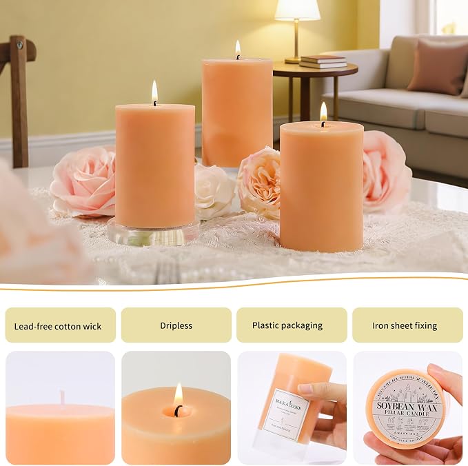 4 Pack Vanilla Lavender Scented Pillar Candles, Natural Soy Wax Pillar - Image 6