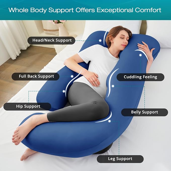 Sasttie Pregnancy Pillows for Sleeping, U Shaped Cooling Full Body Pillow - Image 2