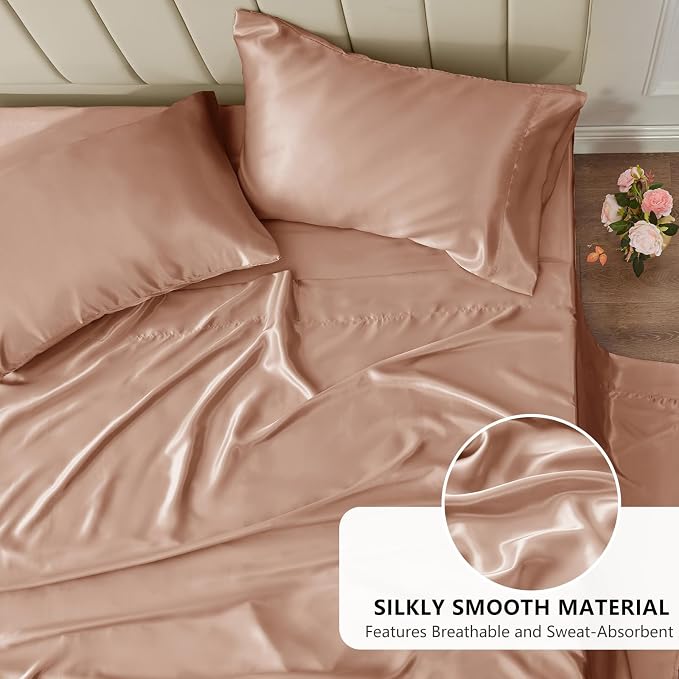 CozyLux Satin Sheets King Size Sheet Set - Image 3