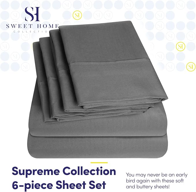 Sweet Home Collection 6 Piece 1500 Supreme Collection Brushed Microfiber Deep - Image 2