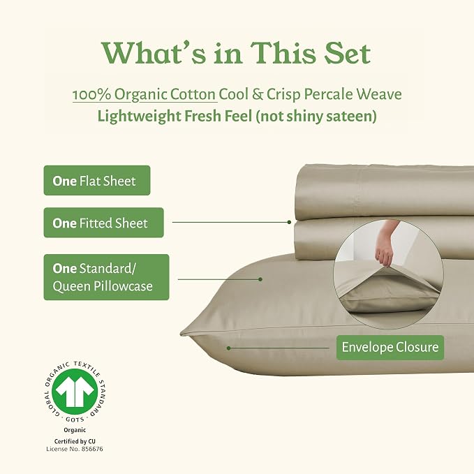 California Design Den Soft 100% Organic Cotton Sheets Twin XL Size Set - Image 4