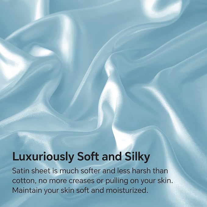 BEDELITE Satin Fitted Sheet and Pillowcase Set, Luxury Soft Similar to Silk - Image 3