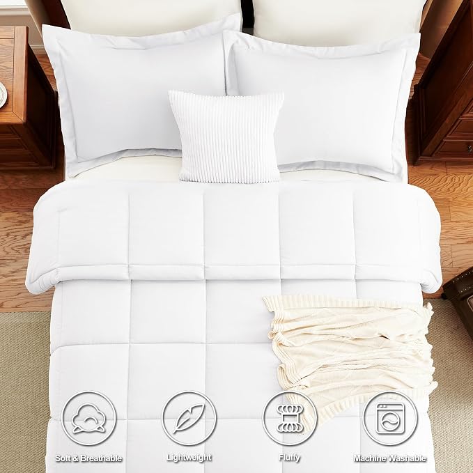 CozyLux California King Comforter Set White - Image 4