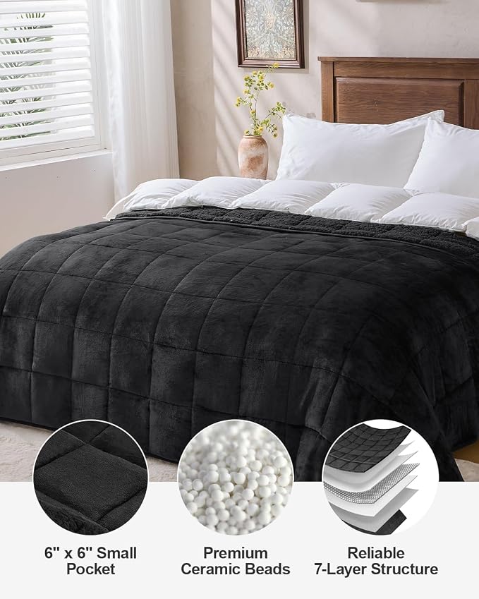 Super Fuzzy Soft Sherpa Fleece Weighted Blanket, 20 lbs Dual Sided Fluffy Heavy - Image 8