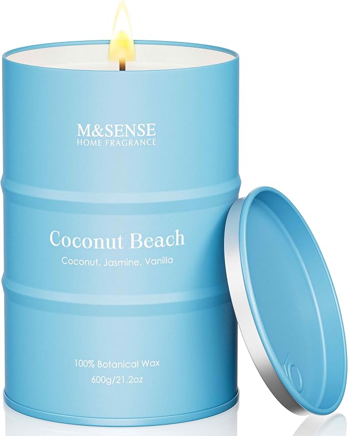 M&SENSE Coconut Beach Scented Candles Large Summer Candle, Natural Soy Candles by MSENSE