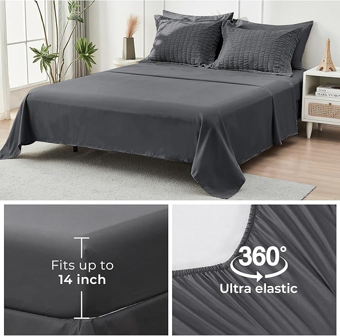 HYMOKEGE Twin XL Comforter Set Seersucker 5 Pieces, All Season Luxury Bed in a - Image 5