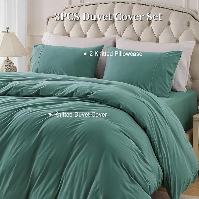 PURE ERA Jersey Knit Duvet Cover Set 100% T-Shirt Cotton Super Soft Comfy 2pc - Image 2