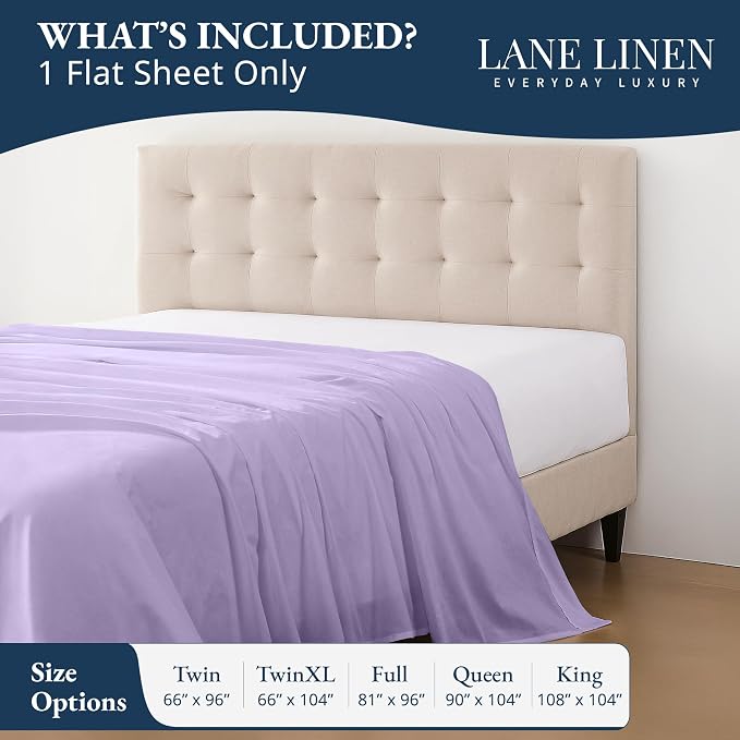Lane Linen 100% Organic Cotton Twin Size Flat Sheet Only - Image 2