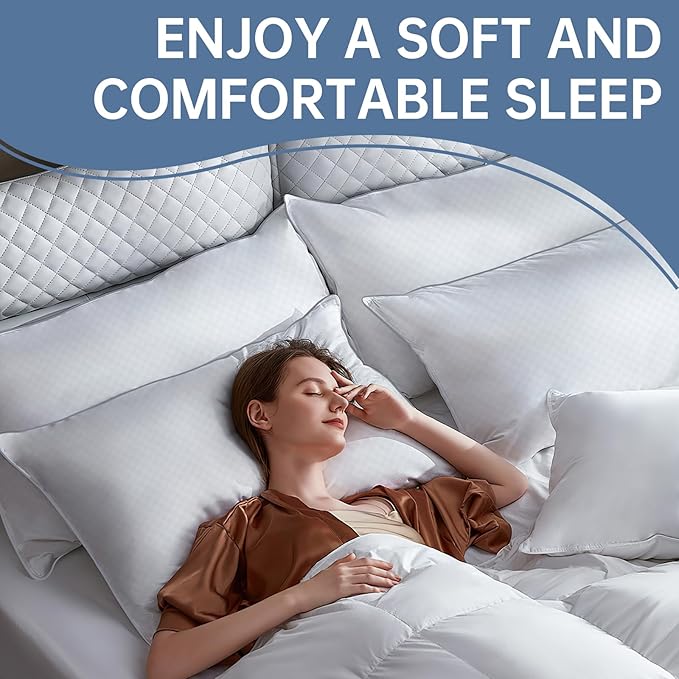 Piwaal Bed Pillows for Sleeping Standard Size Set of 4, Down Alternative Filling - Image 6