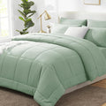 CozyLux King Size Comforter Set Sage Green, 7 Pieces Bed in a Bag, All Season by CozyLux