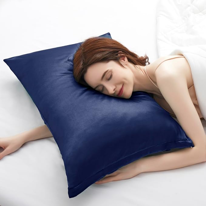 Navy Blue Satin Pillowcases - Image 3