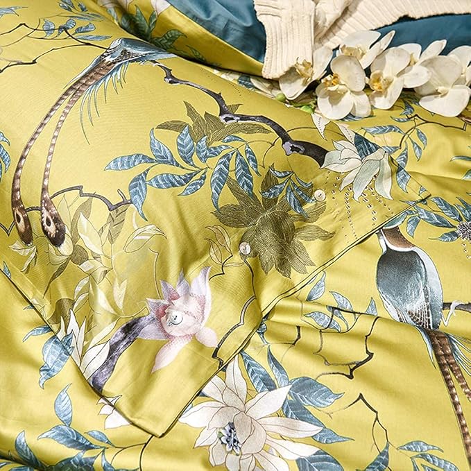 mixinni Garden Style Cotton Flowers and Birds Pattern Printed Duvet Cover - Image 6