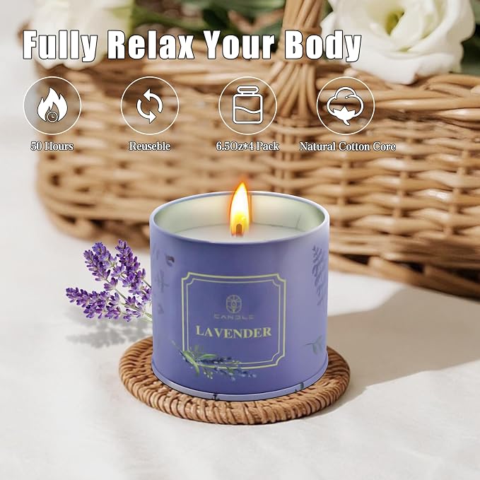 Mothers Day Gifts, Scented Candles, 4 Pack Long Lasting Soy Wax Candles Gift - Image 4