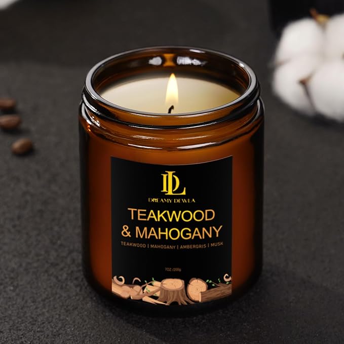 Teakwood & Mahogany Candles, Teakwood Mahogany Scented Candle, Natural Soy - Image 5