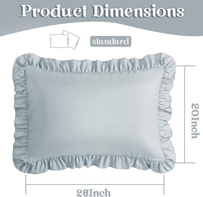KKJIAF Ruffle Pillow Cases Standard Size Set of 2, Ruffled Pillow Covers - Image 3