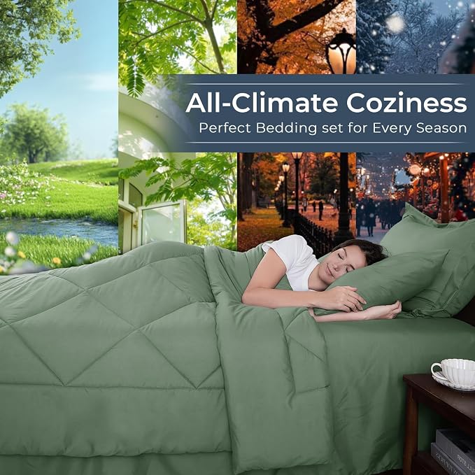 HEVUMYI Sage Green Twin-XL Comforter Set - Image 3