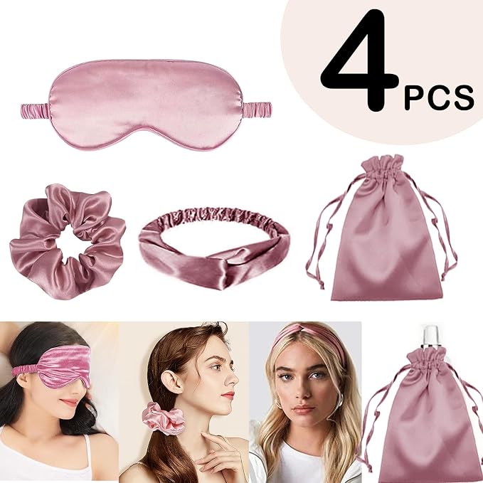 4Pcs Silk Sleep Masks Satin Eye Mask Silky Eyes Cover Blindfold Eyeshade - Image 2