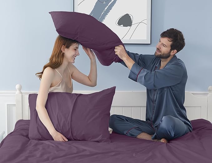 Pillow Cases, King Size Cotton Percale Weave Pillowcases, Pre-Shrunk Breathable - Image 2
