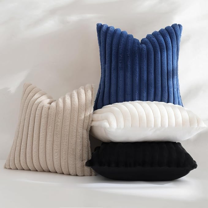 decorUhome Summer Cozy Faux Fur Throw Pillow Covers 26x26 Set of 2 Decorative - Image 5