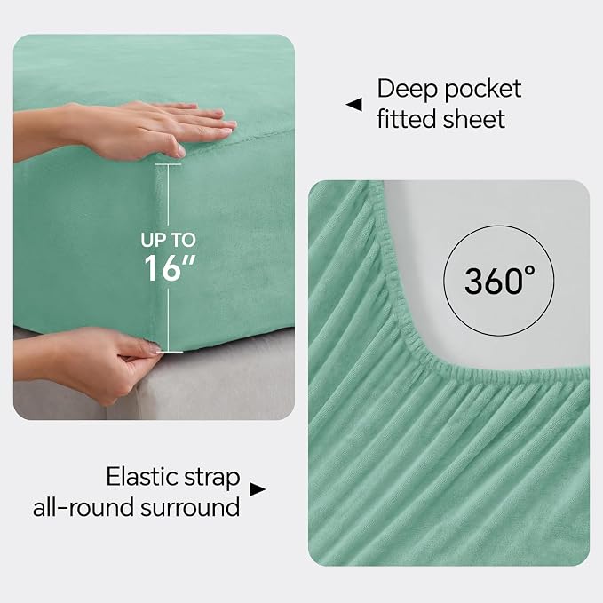 BEDELITE Flannel Sheets King Size Haze Blue - Image 4
