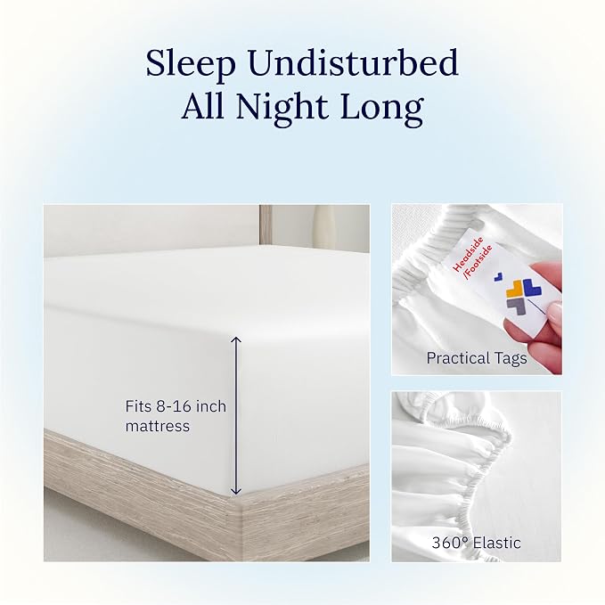 California Design Den Fitted Sheet Queen Size, Deep Pocket Soft 400 Thread - Image 7