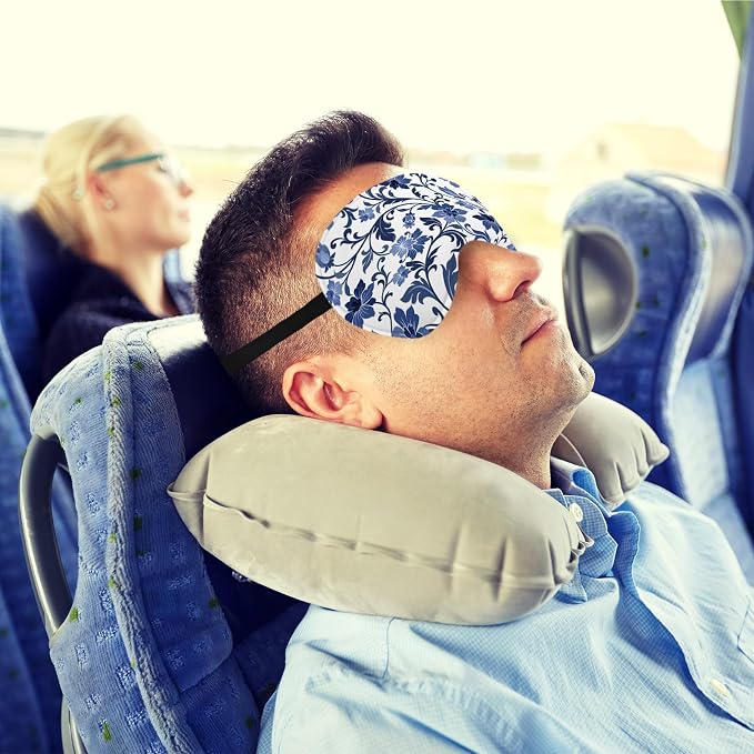 Blue and White Porcelain Silk Eye Mask - Image 2