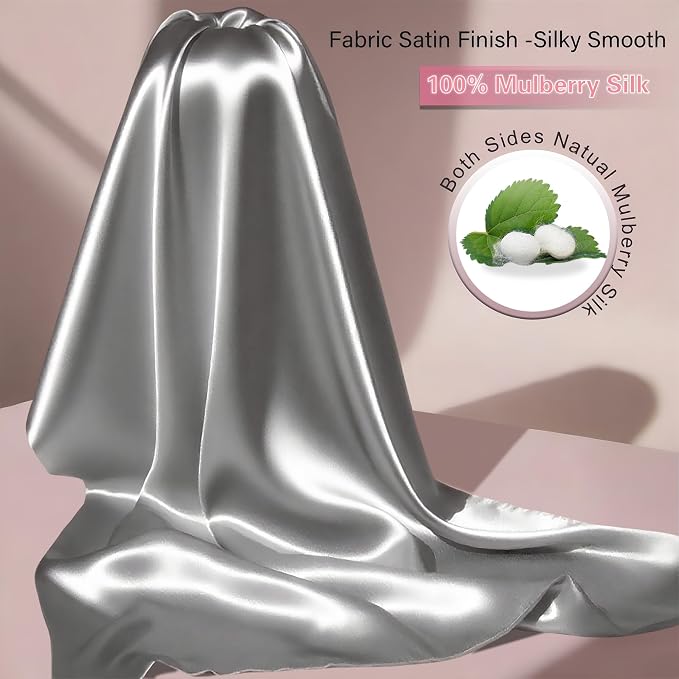 Mulberry Silk Pillow Cases Queen Size Set of 2, Ultra Smooth Soft Breathable - Image 2