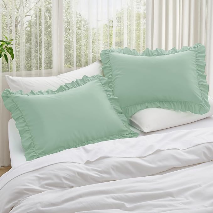 KKJIAF Ruffle Pillow Cases King Size Set of 2, Ruffled Pillow Covers - Image 2