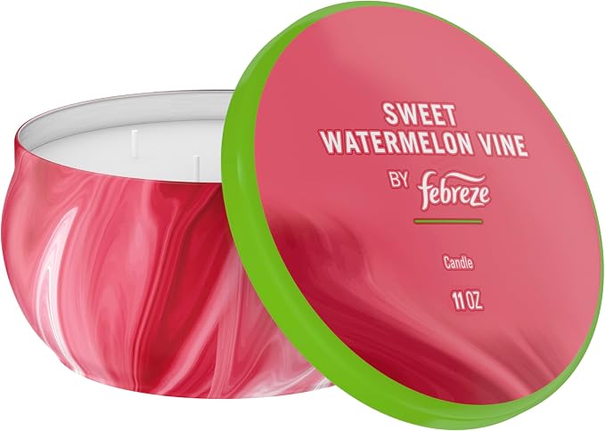 Febreze Scented Candle, Sweet Watermelon Vine Scent, 11 oz 4 Wick Candle - Image 6