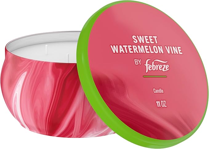 Febreze Scented Candle, Sweet Watermelon Vine Scent, 11 oz 4 Wick Candle by Febreze