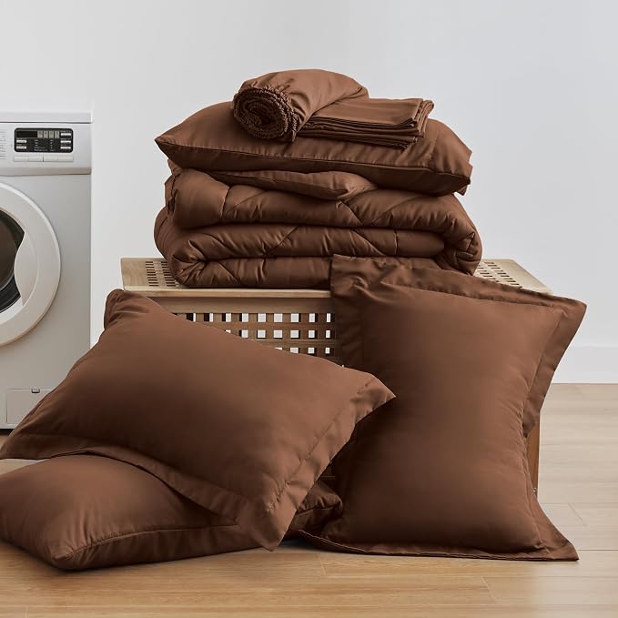 Love's cabin King Size Comforter Set Brown, 7 Pieces King Bed in a Bag - Image 9