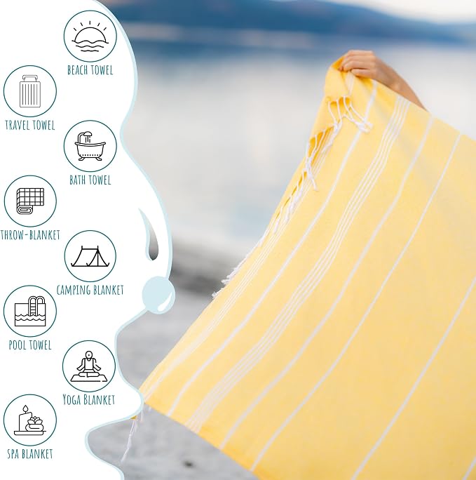 Ray Silver Turkish Beach Towel – 100% Cotton 40x71 Quick Dry Oversized Sand - Image 3