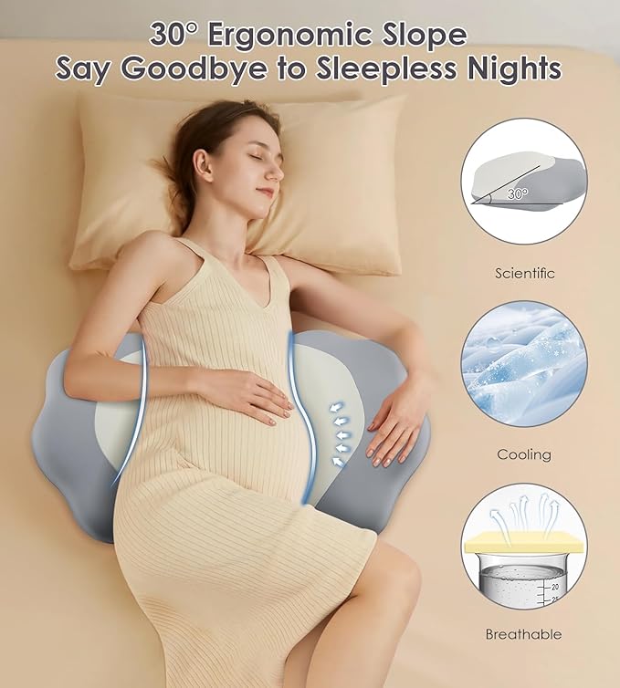 Memory Foam Pregnancy Pillows for Sleeping, Side Sleeper Maternity Pillow - Image 5
