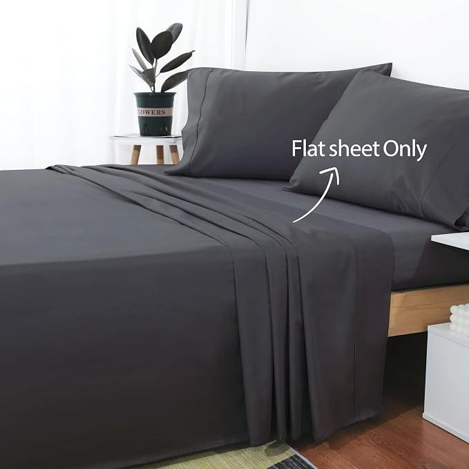 Cotton Twin Flat Sheet Only, 600 Thread Count 100% Egyptian Cotton Top Sheet - Image 2