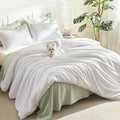 Litanika White Comforter Set Queen Size, 3 Pieces Lightweight Solid Bedding by Litanika
