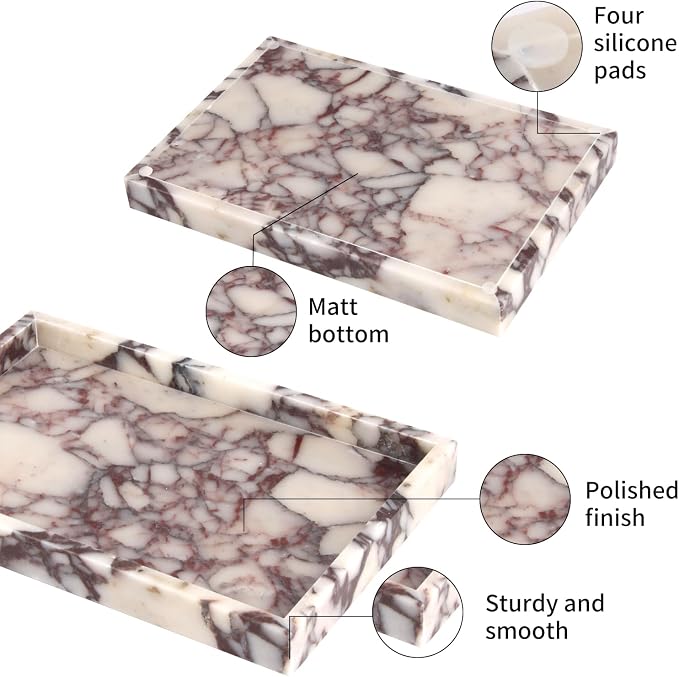 Marble Bathroom Vanity Tray, Natural Luxury Vanity Home Kitchen Bathroom Table - Image 2