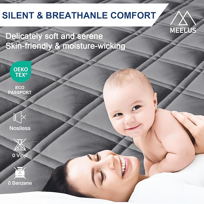 MEELUS Queen Mattress Protector, Breathable Waterproof Mattress Pad Cover - Image 4