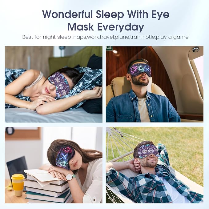 2 Pcs Boys Sleep Eye Mask, Guys Blackout Sleeping Silk Mask - Image 6