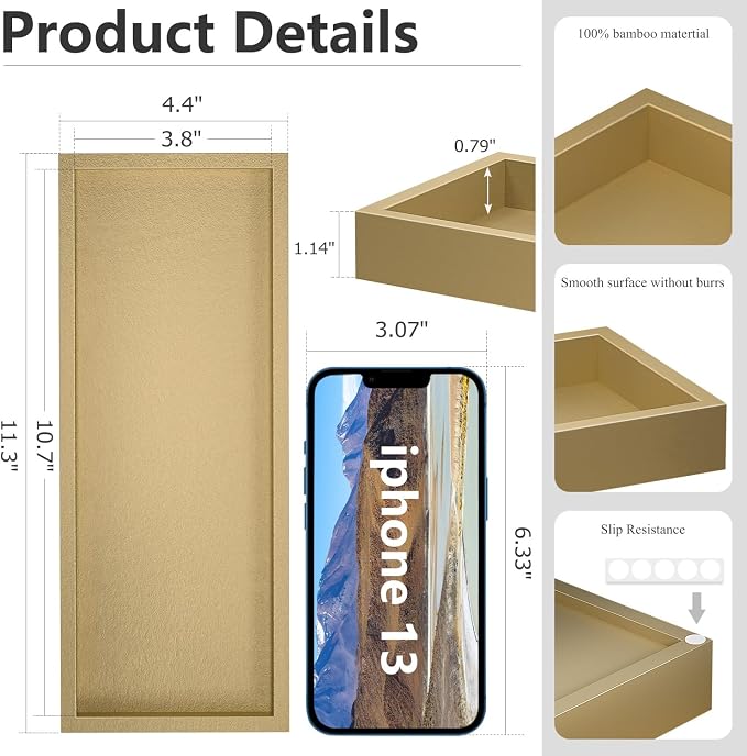 ZHWS Gold Bathroom Vanity Tray for Soap Dispenser, Toilet Tank Tray, Kitchen - Image 6