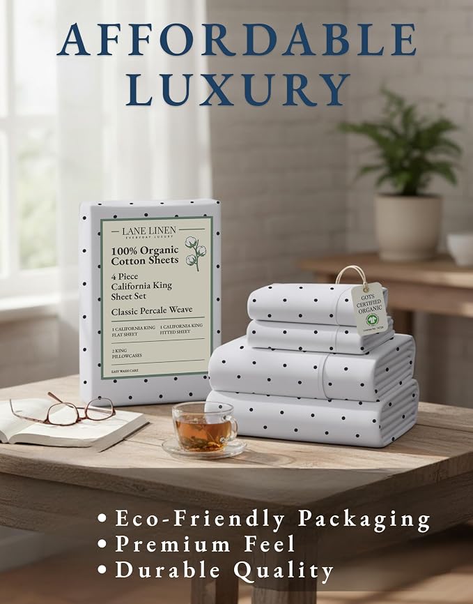 LANE LINEN 100% Organic Cotton Printed California King Sheets Set, Fully - Image 8
