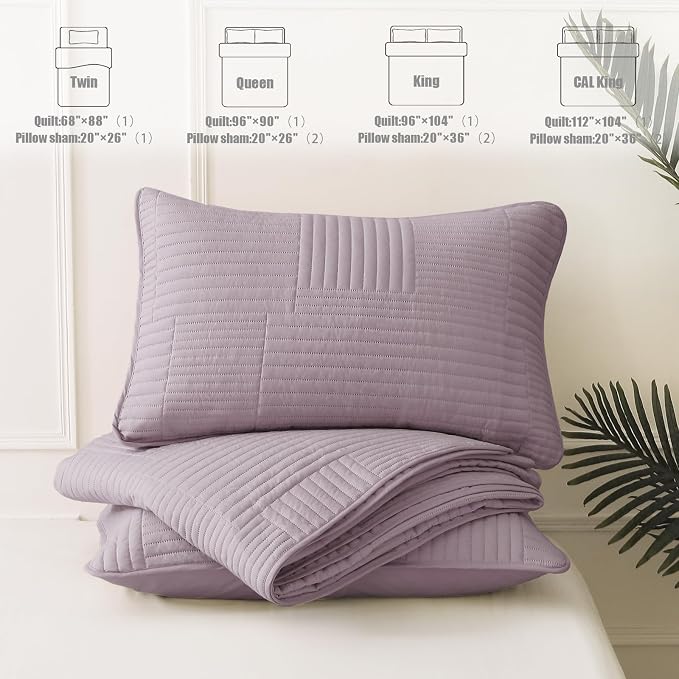 Whale Flotilla Ultra Soft King Quilt Bedding Set, Lightweight Microfiber Lilac - Image 7